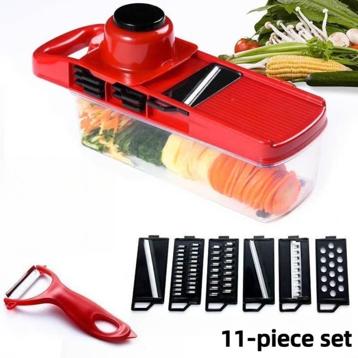 Vegetable Chopper, Professional Onion Chopper, Multifunctional Food Chopper, Kitchen Vegetable Slicer, Diced Machine, Carrot Chopper with Container 11-piece set