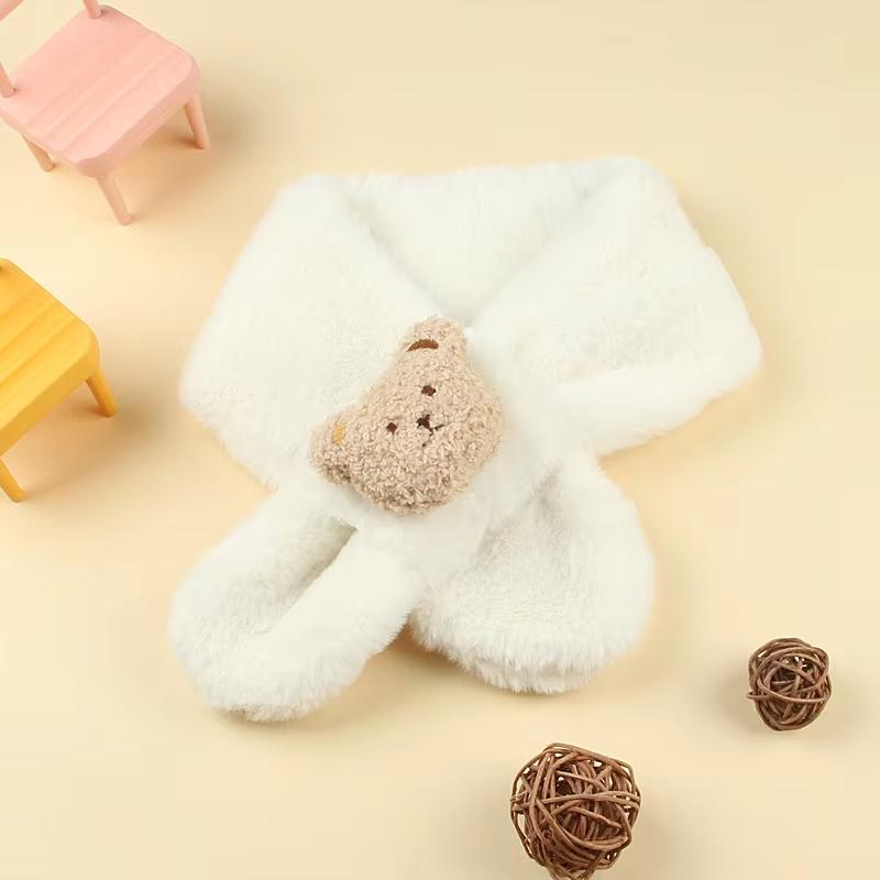 Écharpe Peluche Douce Automne Hiver pour Enfants Mignonne Dessin Animé Fille Bébé Épaisse Chaude Écharpe pour Enfant Extérieur Tour de Cou Accessoires Bébé