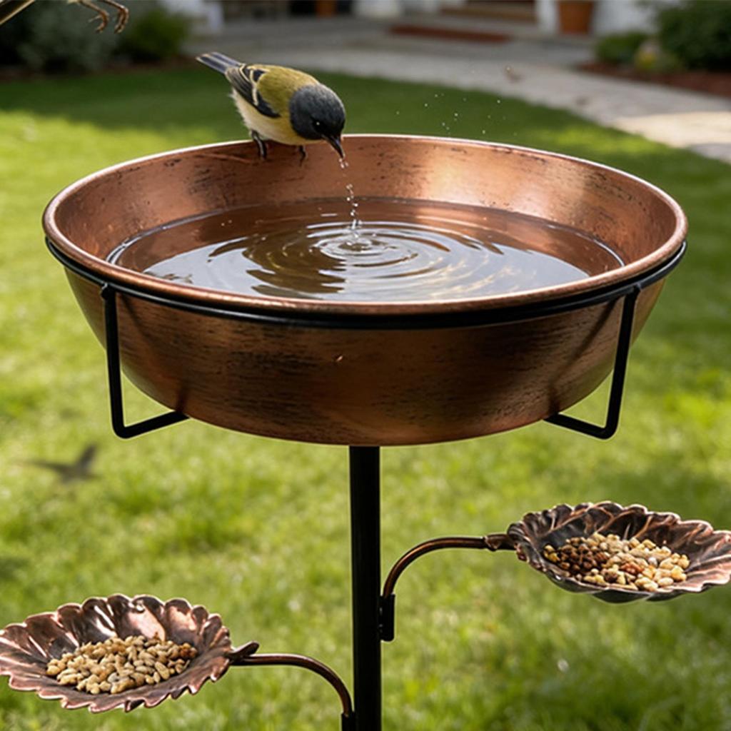 Bird Bath Metal Rustproof Feeder with Removable Bowl Garden for Lawn Decor Water Pond Hummingbird Deck Patio Yard Balcony