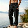 Pantaloni Cargo Larghi Casual da Uomo in Lino, Vestibilità Larga Leggera con Tasche Multiple