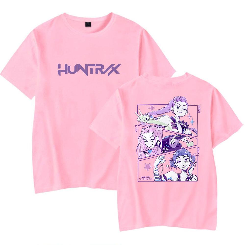 Anime KPop Demon Hunters Huntrix Tshirt Men Women Fashion Cotton T Shirt Summer Unisex Crewneck Short Sleeve  Streetwear Tees