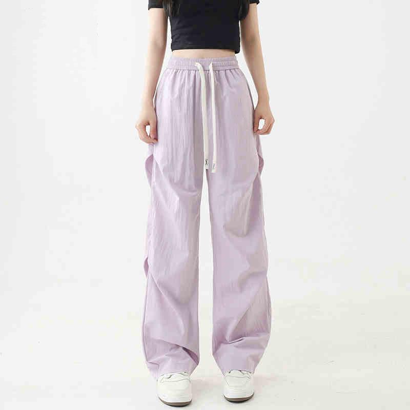 

Женские брюки карго быстросохнущие от крупного бренда 2025: Легкие брюки-парашюты для походов из ледяного шелка с защитой от солнца. M светло-фиолетовый