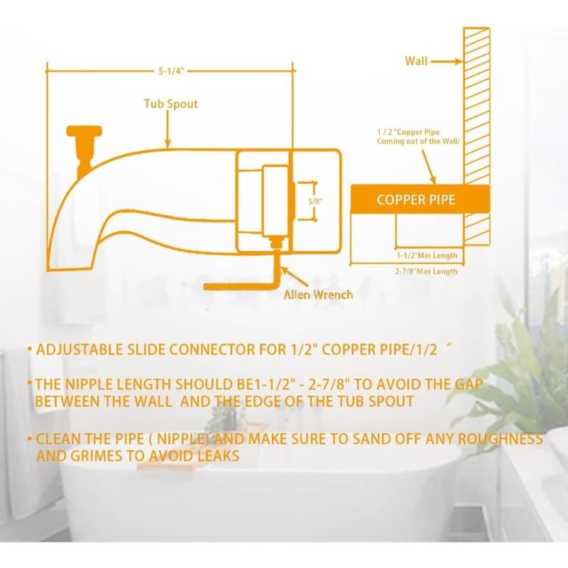 Convenient Pulls Down Bathtub Spouts Bathtub Diverter Temperature Control Tub Fixture Easy Water Flows Adjustment Alloy