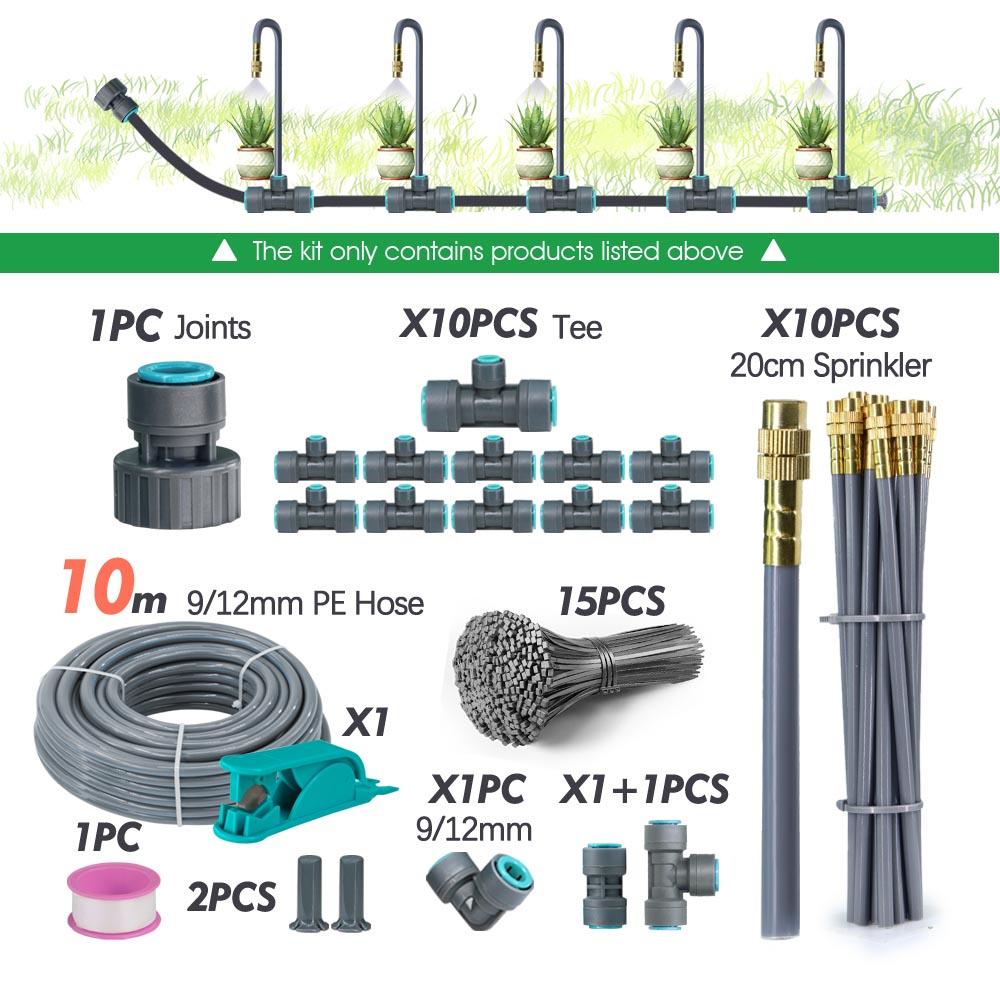 3/8" 9/12mm Garden Auto Watering System 20cm Free Bend Adjustable Sprayer Nozzle Misting Cooling Plants Irrigation Sprinkler Kit