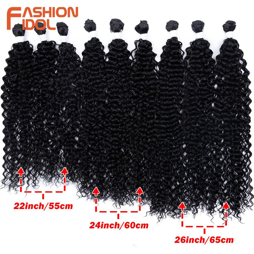 FASHION IDOL 22-26 Zoll 300g/9 Stück Kinky Curly Synthetische Weave Haarverlängerungen Ombre Braun Hitzebeständige Faser Haarsträhnen