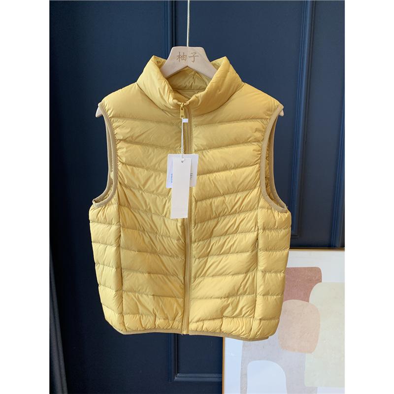 Women's Stand Collar Down Vest Sleeveless 90% White Duck Down Lightweight Winter Plus Size Waistcoat Gilet
