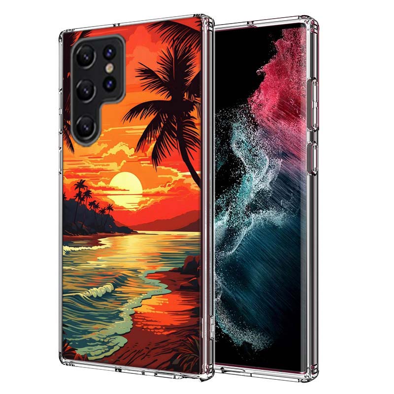 Beautiful Seaside Coconut Trees Capa Phone Case For Samsung S26 Ultra S25 Edge Galaxy S23 S21 S20 S24 FE S22 S10 Plus Cover Clea