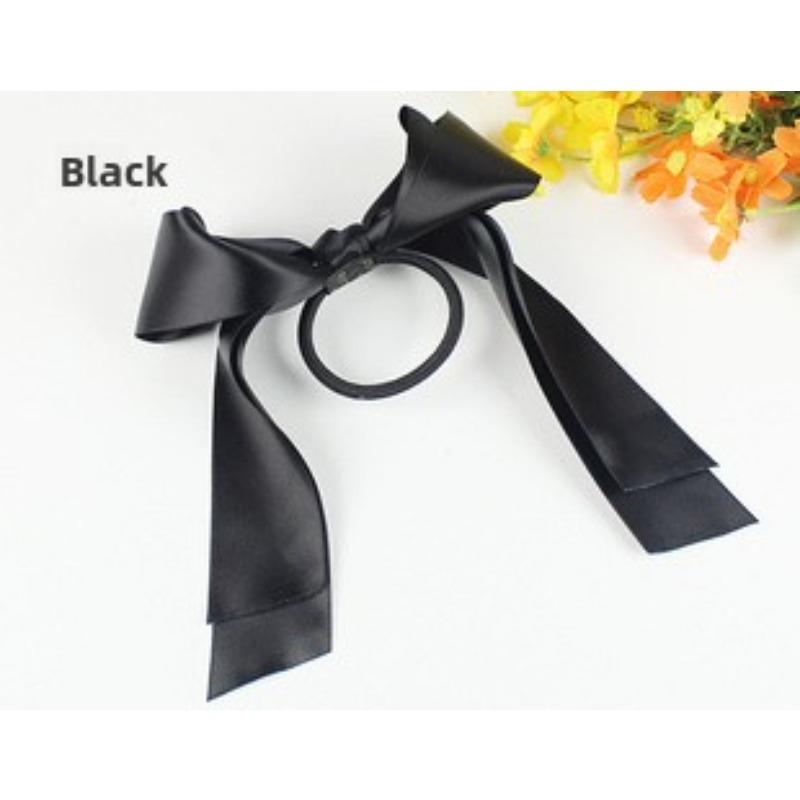Sweet Beauty Satin Double-layer Bow Elastic Rubber Band Tied Thick Leather Hair Accessory Fashionable and Versatile