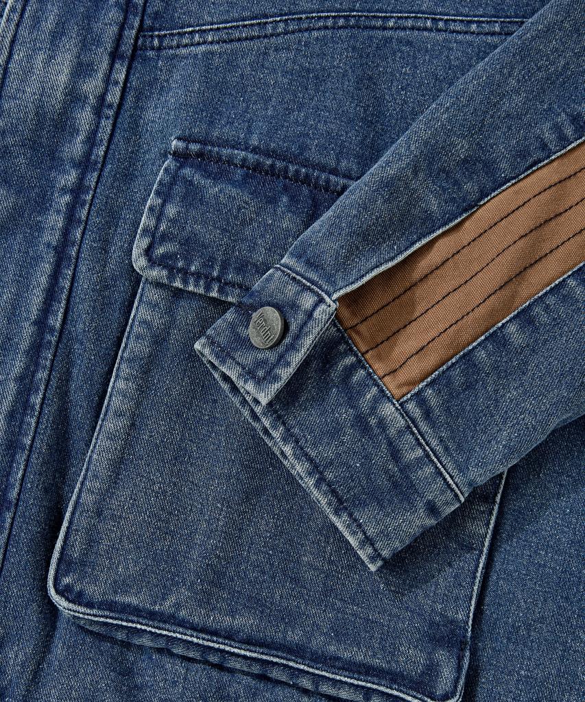 Verdnt Contrast Cut Line Denim Zip-Up Jacket [Indigo]
