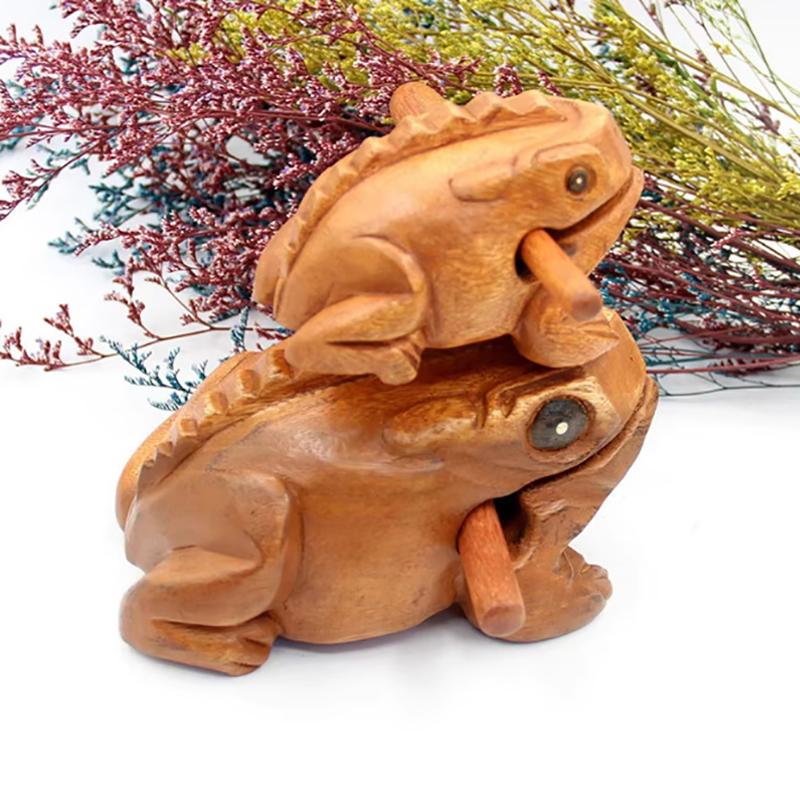 1Pc Thailand Frog Wood Carving Ornaments Hand-Carved Toad Creative Vocal Toys Solid Wood Toad Craft Scenic Souvenirs