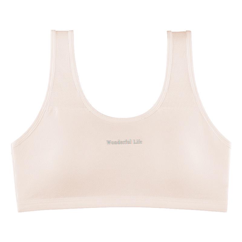 Girls' Pure Cotton Mesh Bra with Fixed Pads