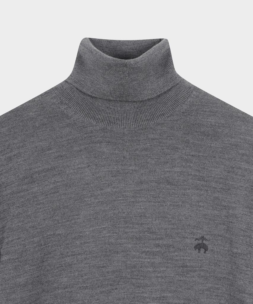 BROOKS BROTHERS Merino Wool Logo Turtleneck Sweater (Grey) (Bbwumnf301)