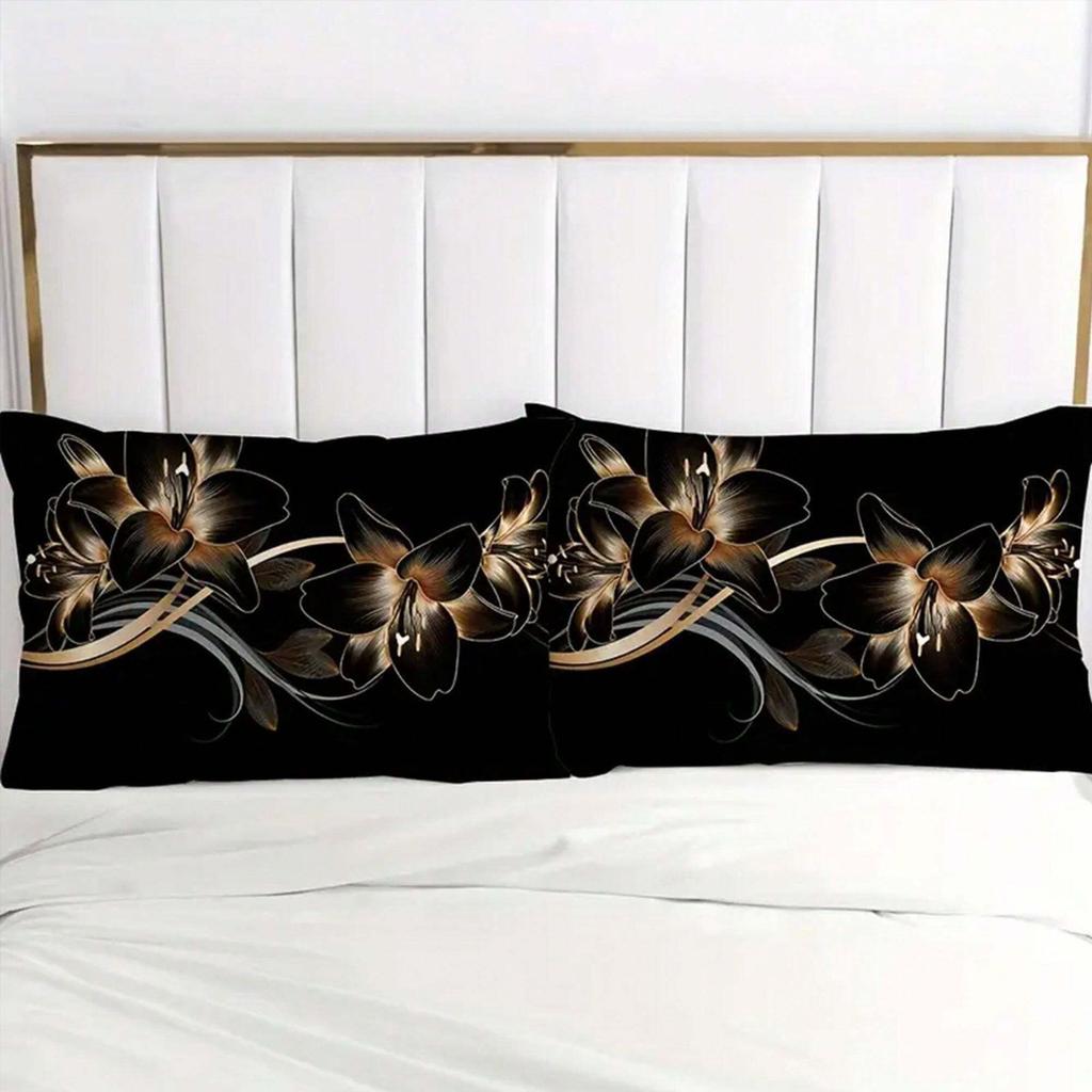 Black Gold Flower Three-piece Elegant Flower Duvet Cover Women's Room Decoration Bedding