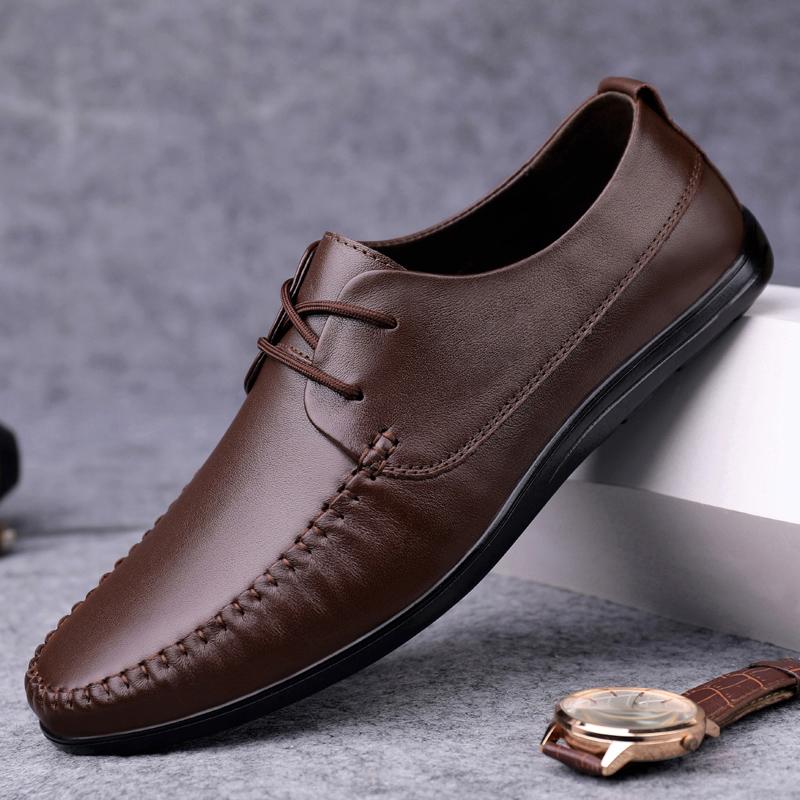 

Men shoes lace up Retro Leather Shoes Men Casual Sneakers outdoor fashion black Casual Shoes Men s Platform Shoes Men Shoes 10 коричневый