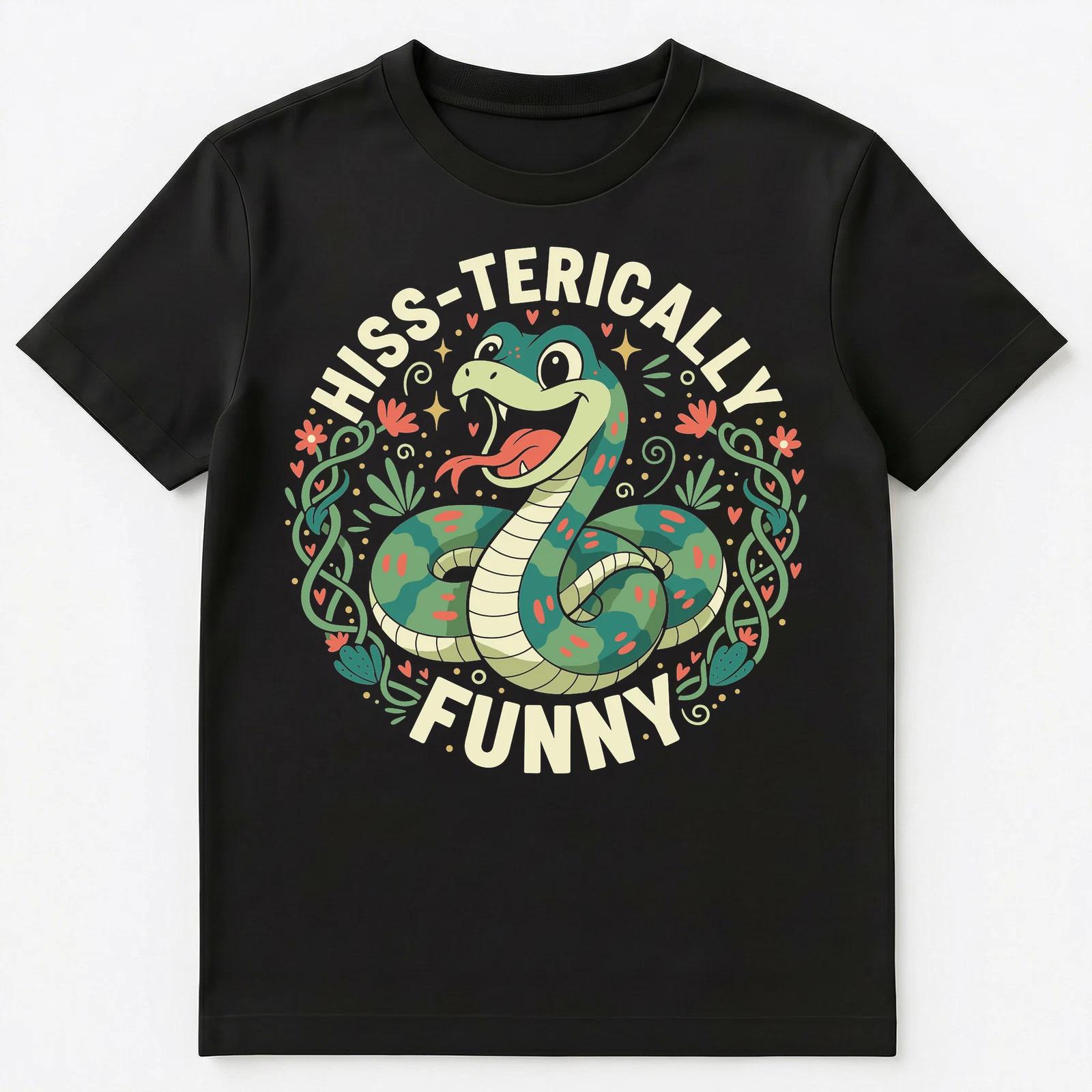 

Hiss Terically Funny Snake Graphic Art Unisex T-Shirt L