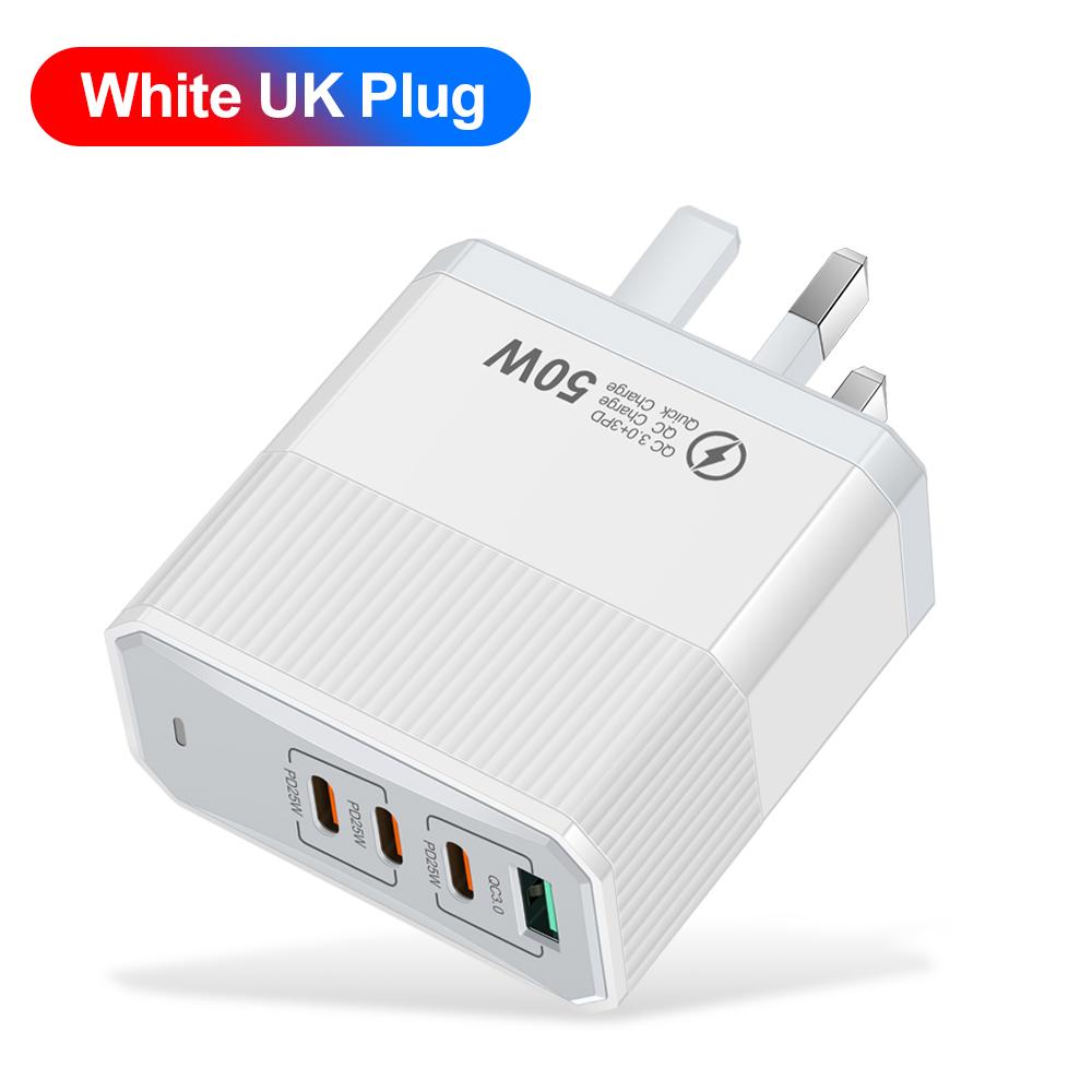 

Добавьте 100 Вт 4 порта TypeC зарядное устройство быстрая зарядка QC3.0 дорожное зарядное устройство для iPhone Samsung Xiaomi настенный адаптер вилки EU/US/UK/KR UK Plug White