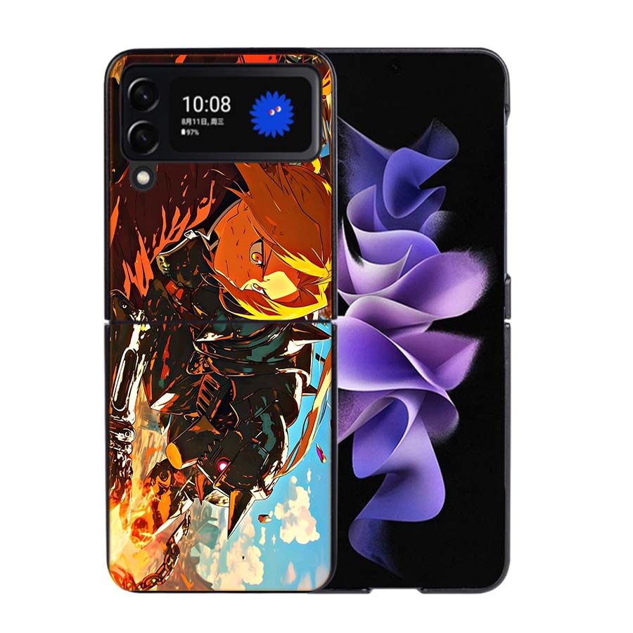 Anime F-Fullmetal A-Alchemist_ Brotherhood Phone Case For Samsung Z Flip 7 6 5G Galaxy Z Flip4 Z Flip5 Z Flip3 Coque Black Hard