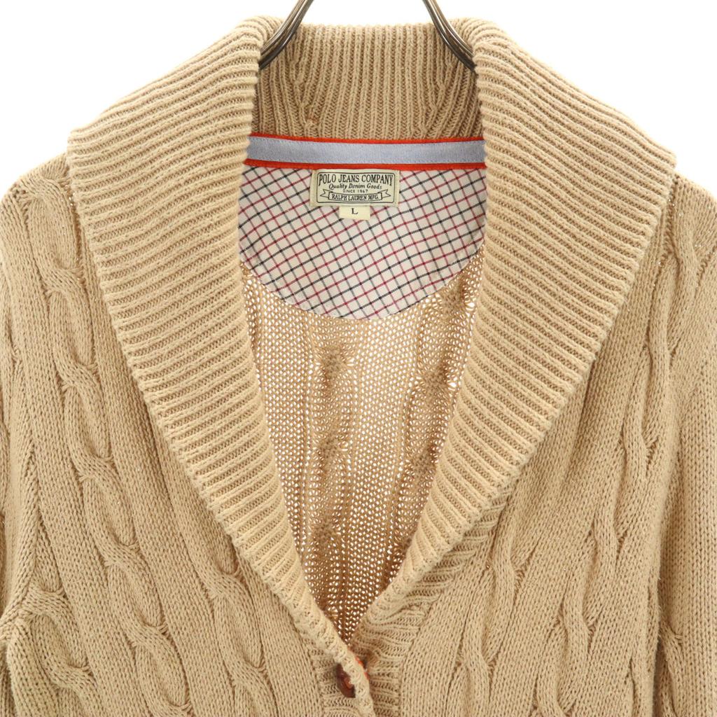 POLO JEANS COMPANY Long sleeve cable knit cardigan L beige Impact 21 Women Used