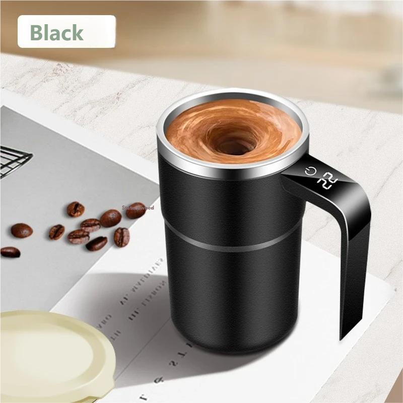 HOMEFISH 380ML Mini Electric Coffee Mug with Self-Mixing USB Rechargeable IP67 Waterproof Food-Safe Automatic Magnetic Tea Cup чёрный