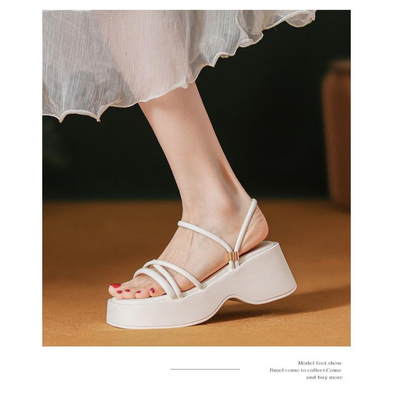 Sandales Romaines d'Été à Semelles Épaisses pour Femmes Nouvelles Sandales à Talons Hauts Rehaussées