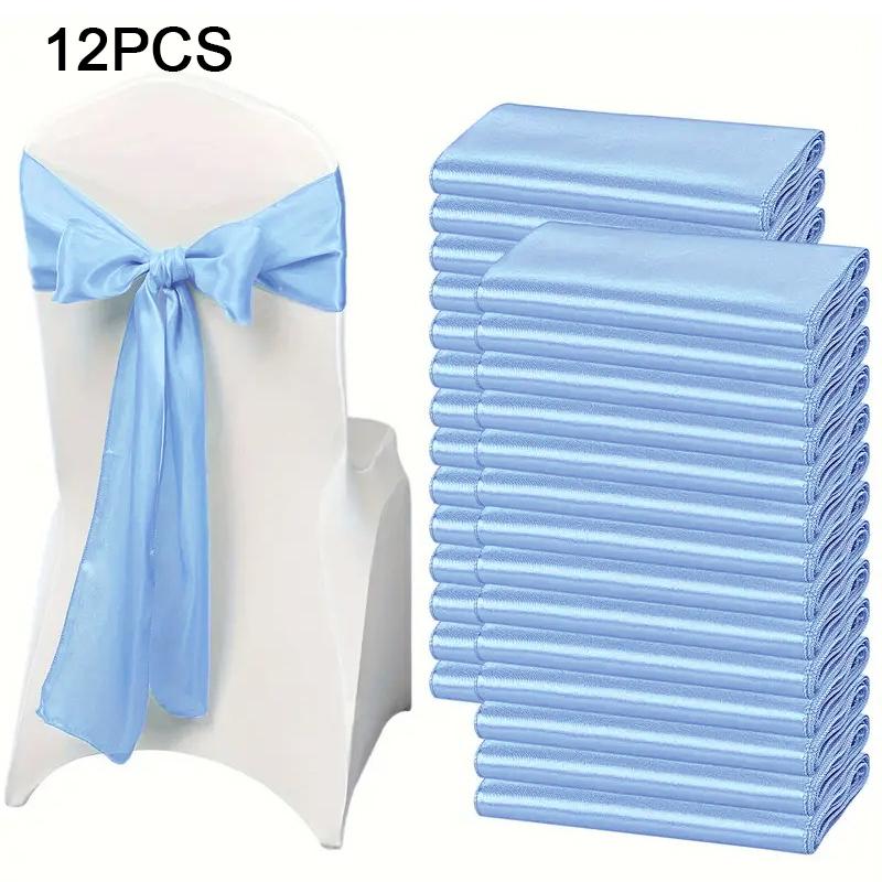 

12шт декоративный бант на стул, рождественские пояса для стульев, украшение для дома и кухни, сплошной атласный банкет на День благодарения, несколько цветов