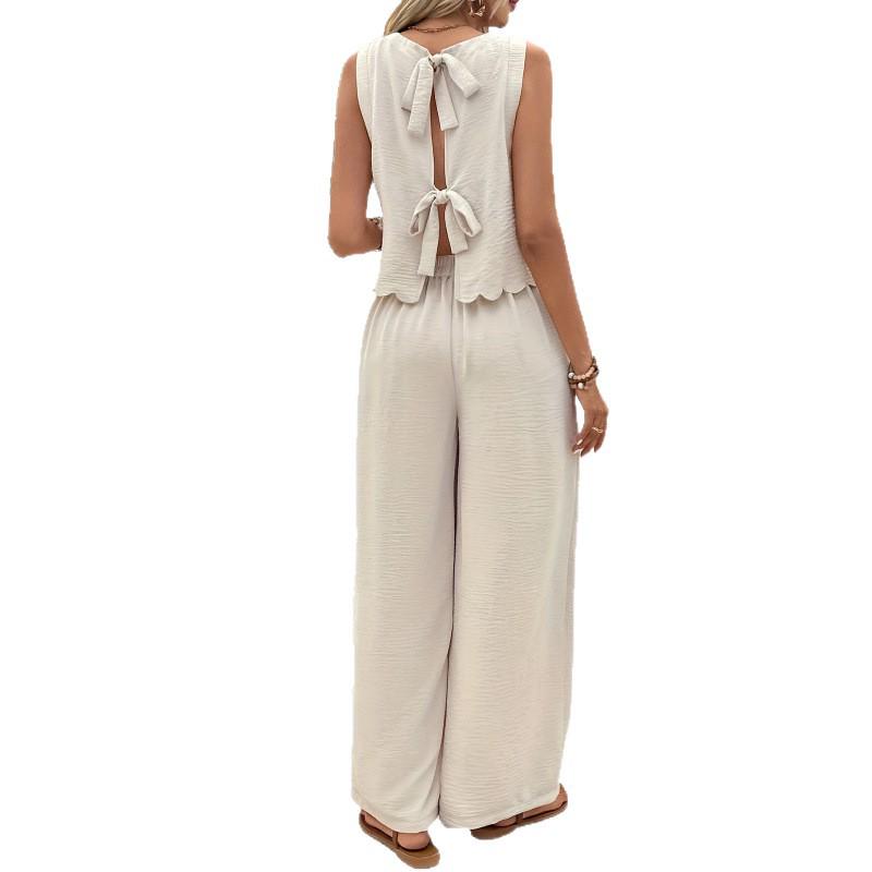 2026 Summer Women's Sleeveless Vest & Casual Long Pants Set - New European & American Fashion