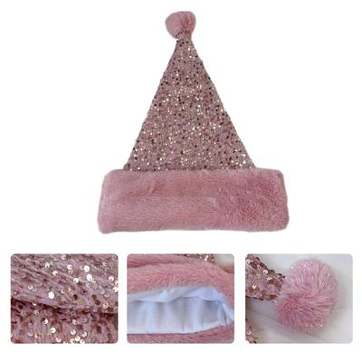 Weihnachts-Kopfbedeckung Mützen Pailletten Verdicken Plüsch Perfekt für die Feiertage Bunte Outfits für Cosplay Weihnachtsmann Pelzmütze