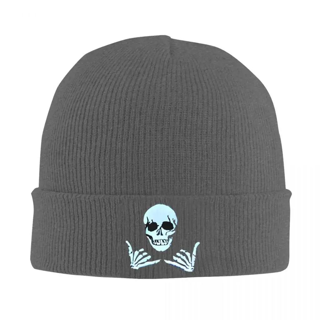 New Skeleton Skull Hands Gestures Rock Roll Knitted Caps For Women Unisex Beanie Winter Hat Acrylic Warm Melon Cap