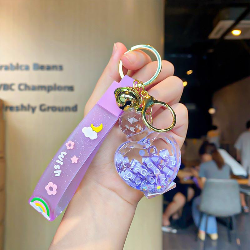 

Акриловый милый брелок в виде флакона духов с плавающим песком для дней рождений фиолетовый