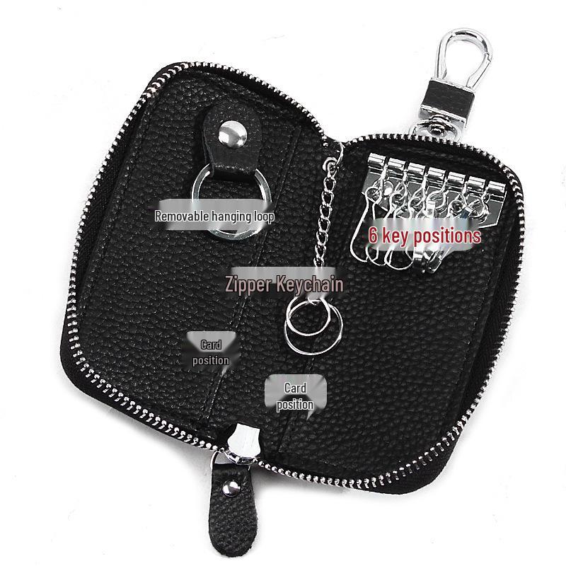 Genuine Leather Car Key Bag - Women's/Men's Waist-Hanging Zipper Key Case