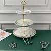 Cake Plate Stand, 2/3 Tier, Silver, Golden, Wedding Party, Fruit Pan Stand, Easy Installation, Detachable Design, No Plate