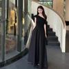 2026 French Pure Desire One-Shoulder Short-Sleeve Summer Maxi Dress - Waist-Cinched for a Slimming Effect