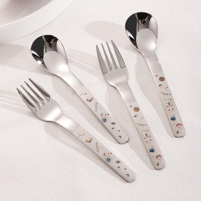 Детский набор столовых приборов (ложка и вилка) из нержавеющей стали 316