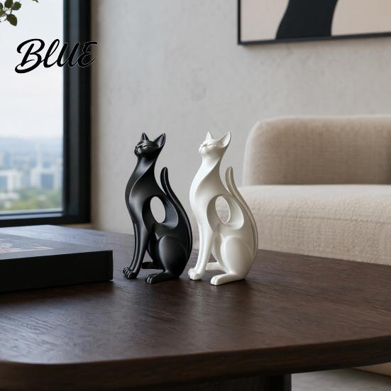 Hollow Cat Statue 3D Printed Figurine Modern Geometric Sculpture
