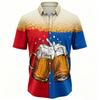 Herren Sommer Color Blocking Bierdruck Hemd Hawaiianischer Strandurlaub Kleidung Männliche Mode Street Style Hemd Tägliches Herren- und Damenhemd