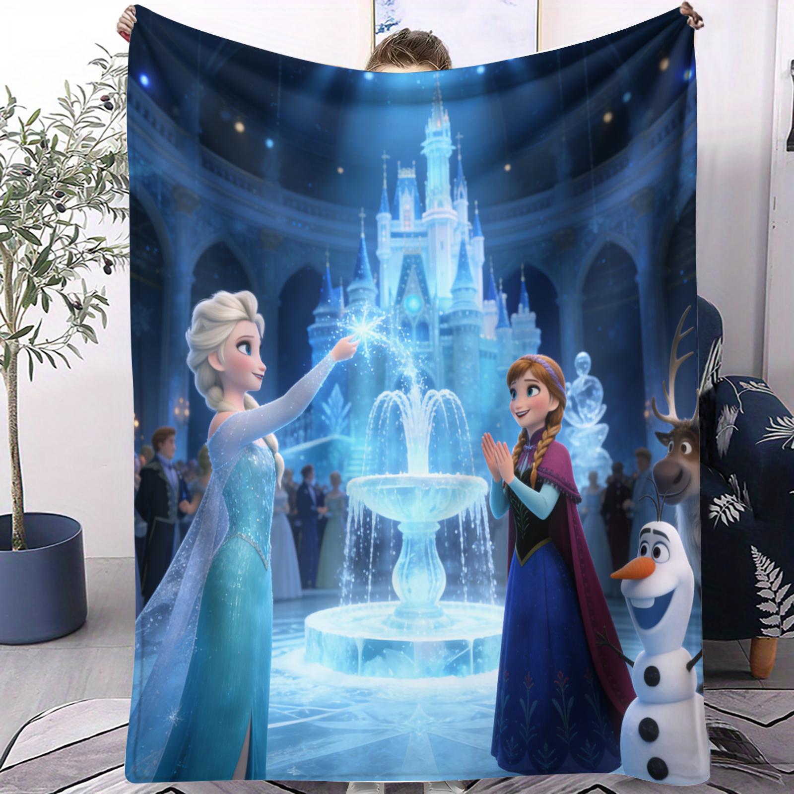 

Портативное одеяло-покрывало Disney Frozen, легкое, мягкое, декоративное, маленькое, подходит для четырех сезонов, для пикника, кровати, дивана, сна в машине, повседневного подарка 70x100cm