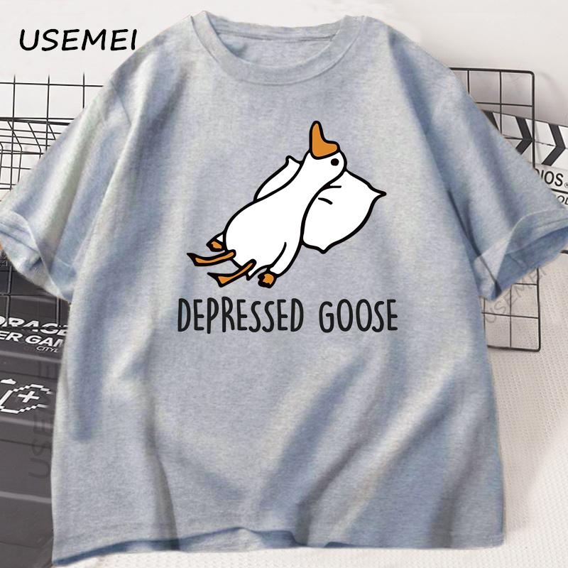 Depressed Goose T-Shirt Funny Graphic T Shirts Harajuku O-neck Men Women Short Sleeve Tees Mens Designer Clothes Streetwear