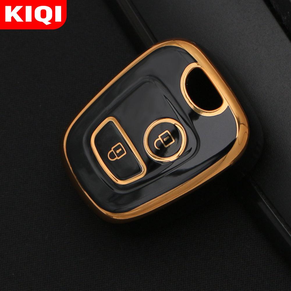 TPU Araba 2 Düğme anahtar kapağı kılıfı Peugeot 106 107 206 207 307 Citroen C1 C2 C3 C4 XSARA PICASSO Toyota AYGO için Koruyucu