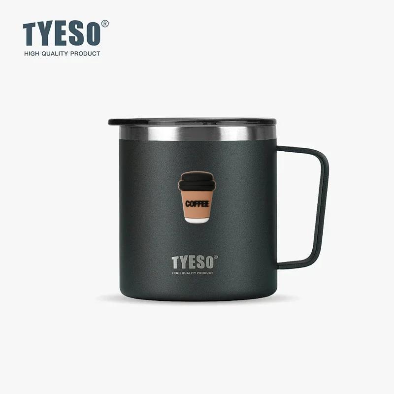 Tyeso 400ml Stainless Steel Vacuum-insulated Cold Insulated Coffee Cup with Handle High Aesthetic Value Vacuum Flasks for Daily With Coffee Sticker