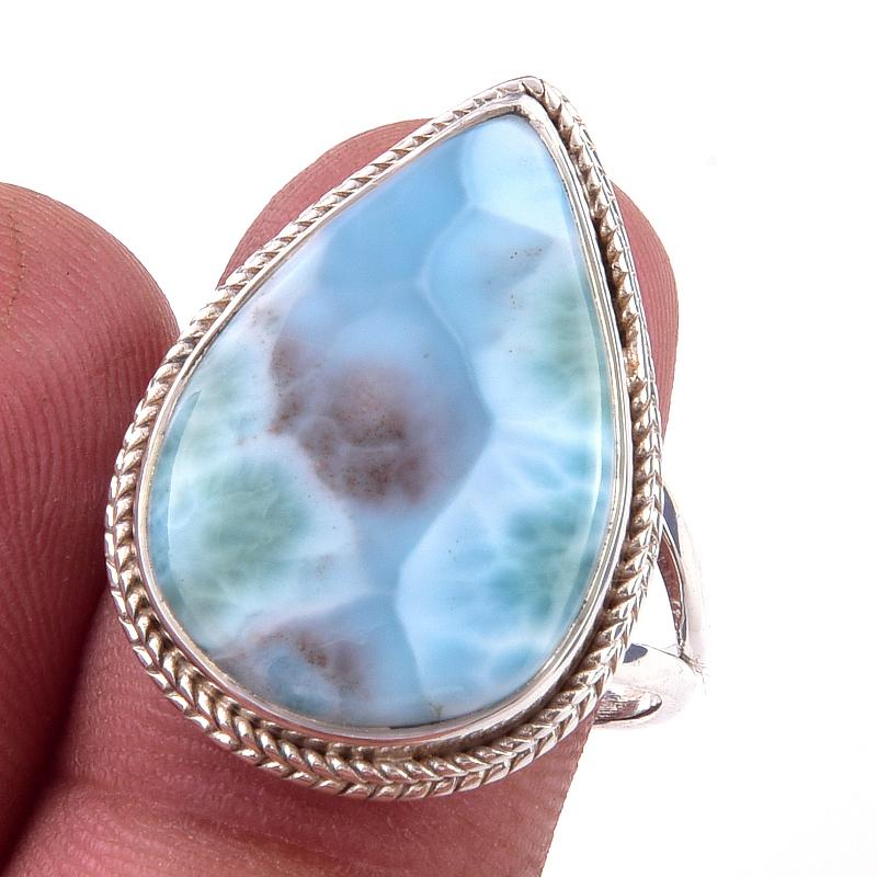 

Кольцо из стерлингового серебра 925 пробы с драгоценным камнем Natural Republic Larimar S.9 m5O37