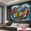 2D Blue Silver Balloon Happy Birthday Photography Backdrop for Photo Booth