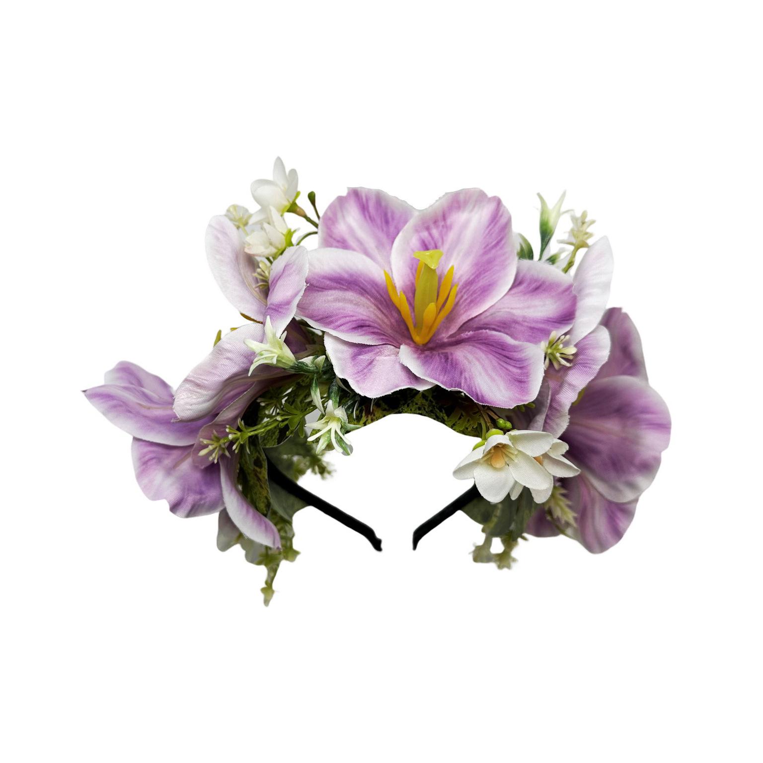 Ободок с цветами тюльпана Имитация цветов Гавайские аксессуары для отпуска Вечеринка Оргия Головной убор