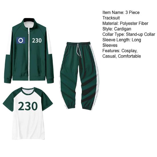 230 001 007 Tepláková souprava Cosplay Kostým Korejská unisex bunda s krátkým rukávem Top joggingové kalhoty 3dílná souprava teplákových souprav Masquerade Party Outfit