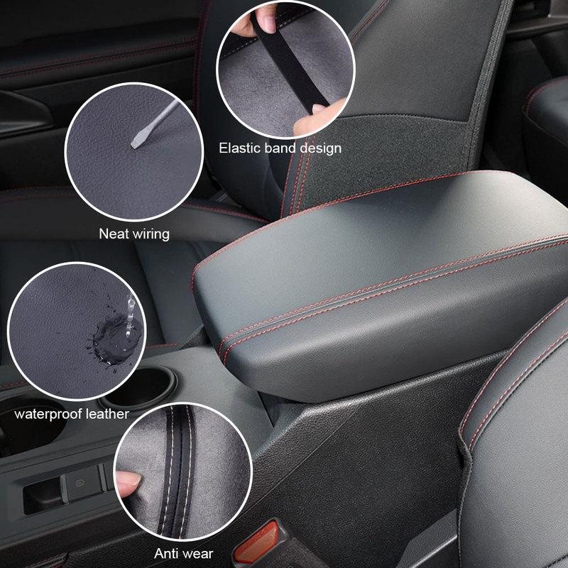 Leather Armrest Cover Cushion Arm Rest Cover for Ford Ranger 2024 Center Console Cover Armrest Box Protective Accessories