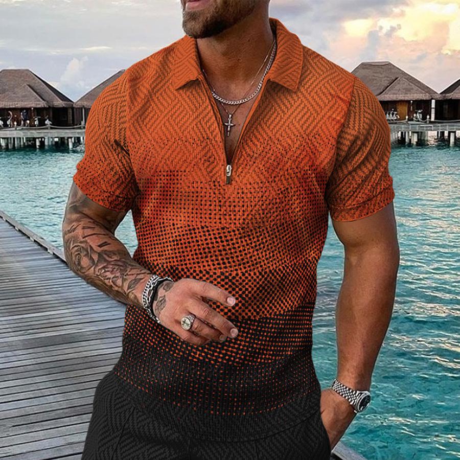 European and American POLO Lapel New Casual Short-sleeved 3D Pattern Spot Summer Daily T-shirt