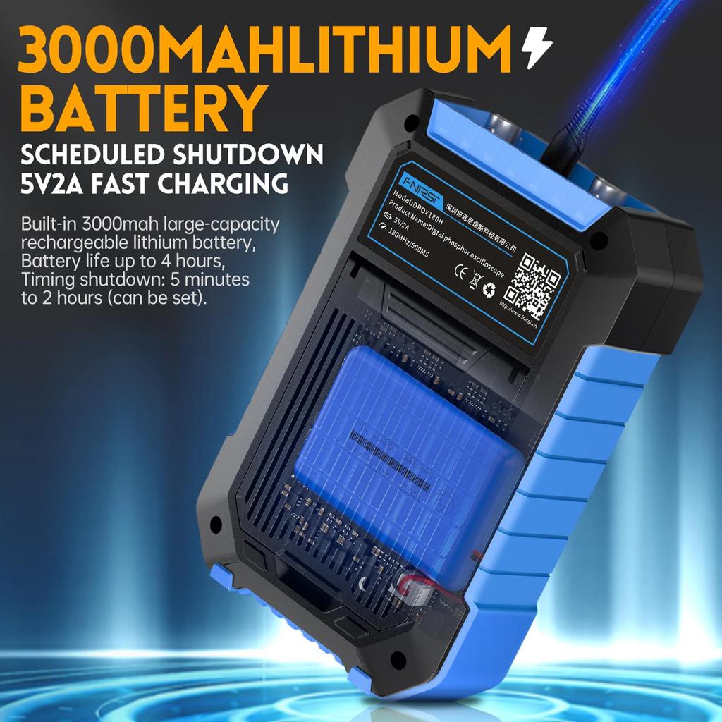 FNIRSI DPOX180H håndholdt tokanals digitalt oscilloskop 180MHz-3DB 2-i-1-funksjonssignalgenerator Fluorescensskjerm ZOOM