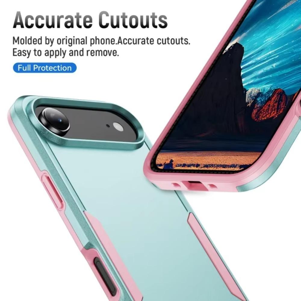 Heavy Duty Military Hybrid Dual Splicing Color Layer Case for IPhone 17 Air 16E 15 14 13 12 11 Pro Max Plus Rugged Armor Shockproof Hard Protect Cover