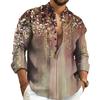 Men Shirt Thin Stand Collar Printed Single-breasted Solid Color Long Sleeves Soft Mid Length