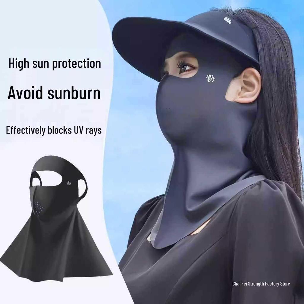 Women's Full Face UV Protection Ice Silk Mask for Summer Cycling