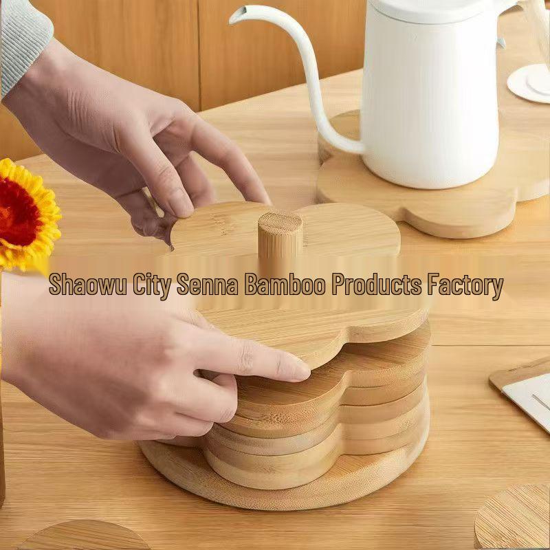 Bamboo Camphor Heat-Resistant Waterproof Anti-Slip Coaster - Durable, Anti-Scald, Drop-Resistant Pad for Kitchen & Dining Table